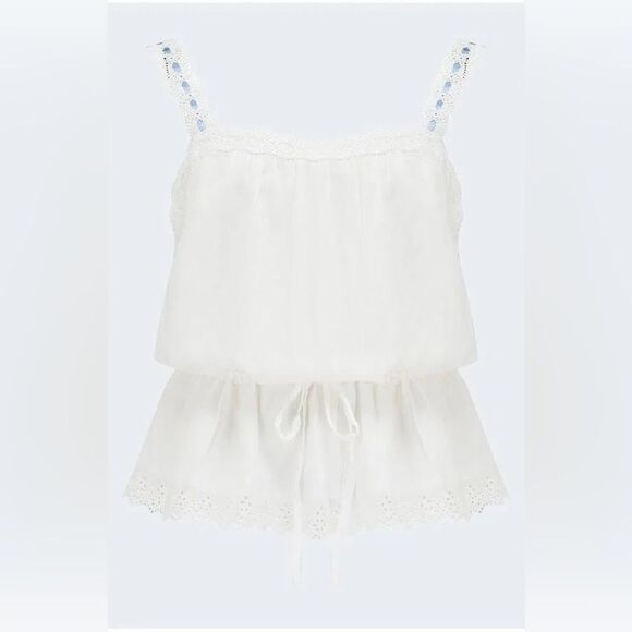 Paige NWT Zherra Eyelet Ribbon Strap Cami in White Size Large - Picture 5 of 11